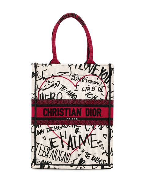 dior graffiti book tote|CHRISTIAN DIOR Canvas Embroidered Vertical Dioramour .